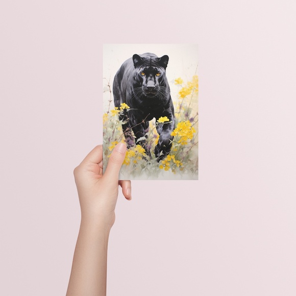 Watercolor Black Jaguar Wall Art Print Unframed - Majestic Jungle Elegance - Picture 5 of 6